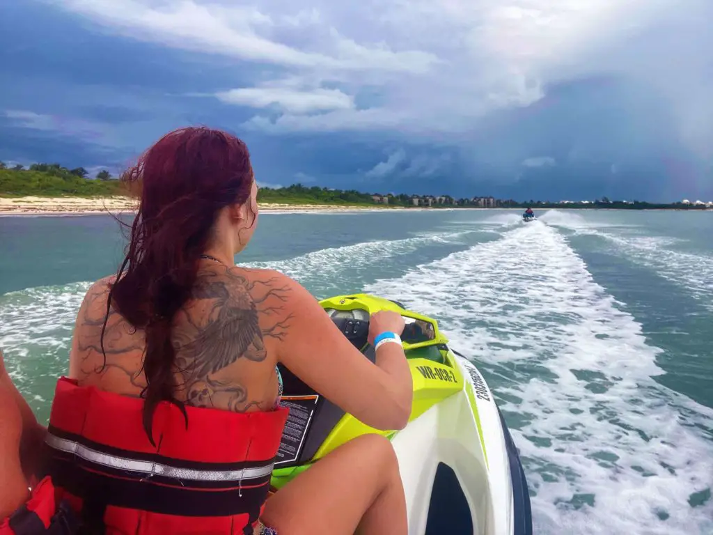 playa del carmen excursions and one of the best things to do when it rains - jet ski down the caribbean ocean